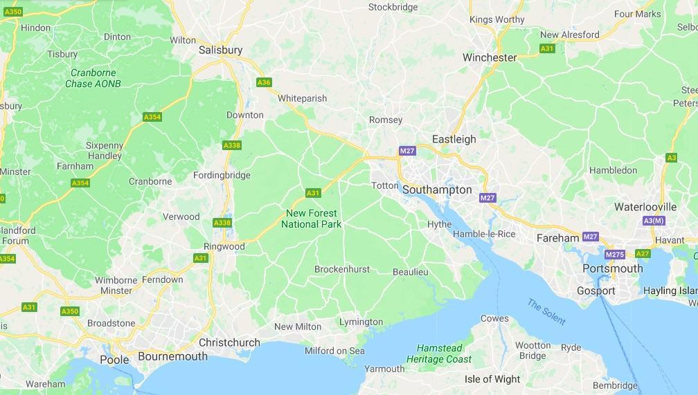 Map of how to get to Lymington