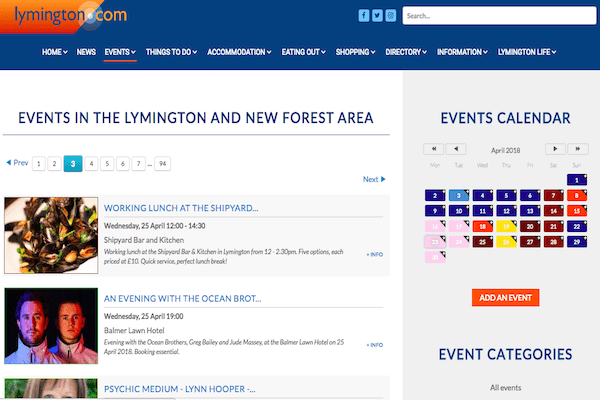 Lymington Events Calendar