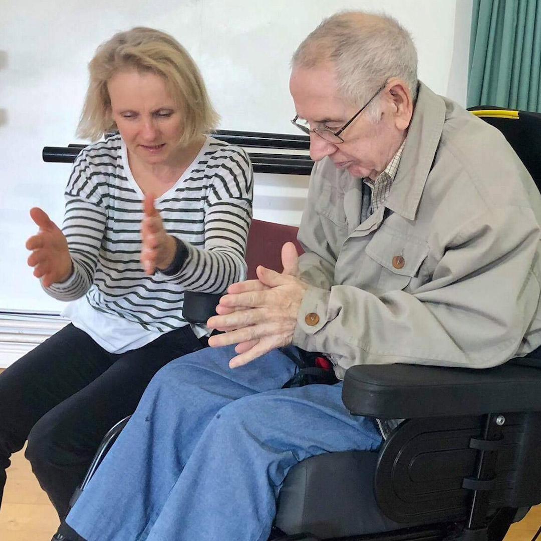 Music and Arts Partner Fiona Pritchard working with a participant at a Dance for Parkinson’s session at the Forest Arts Centre in New Milton, Hampshire.