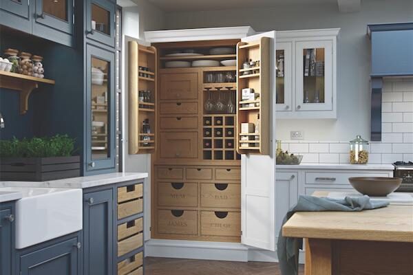 Elegance Saltram Brilliant White Parisian Blue - Crestwood of Lymington Kitchens