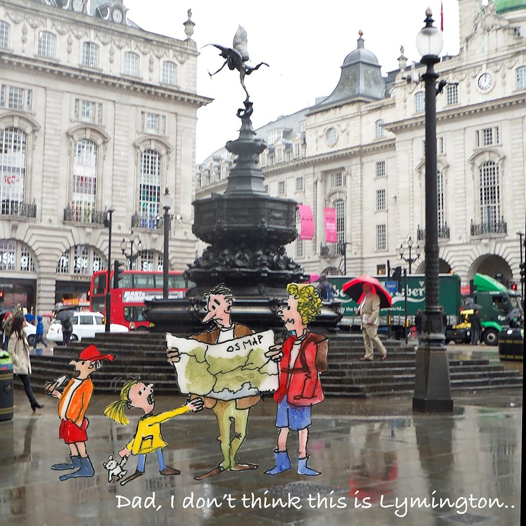 Lost in Lymington or London cartoon by Hugh Lohan