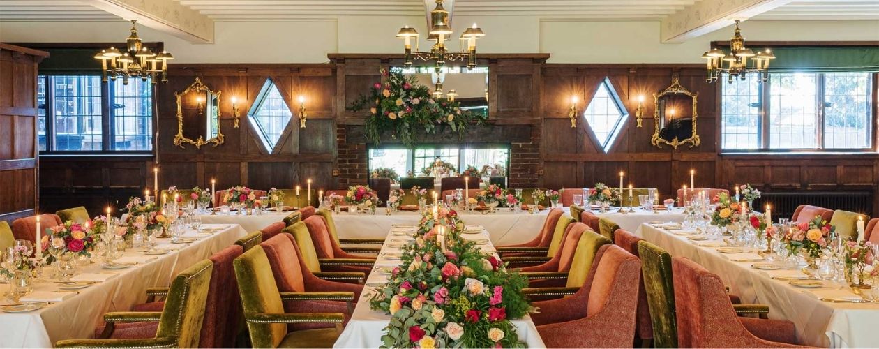 Montagu arms hotel Terrace dining room set for a wedding