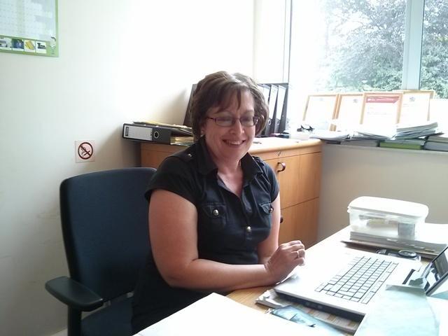 TES Garage - Andrea doing the accounts!