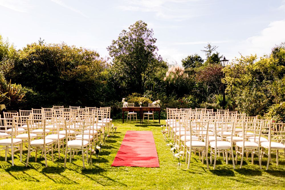 Montagu Arms room set up for indoor wedding ceremony